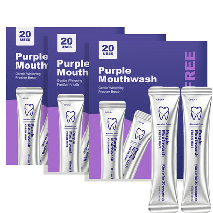 Purple Mouthwash Sachets – 20 Sachets per Box | Peroxide-Free, Alcohol-Free & Vegan Mint Formula