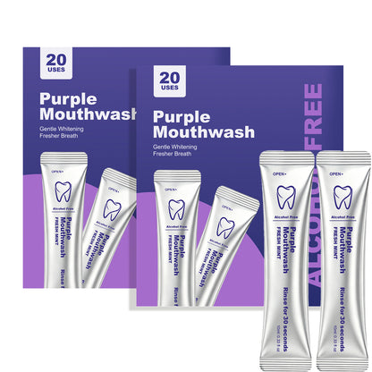 Purple Mouthwash Sachets – 20 Sachets per Box | Peroxide-Free, Alcohol-Free & Vegan Mint Formula