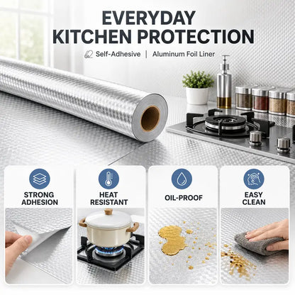 Peel & Stick Metallic Kitchen Cover for Countertops & Cabinets