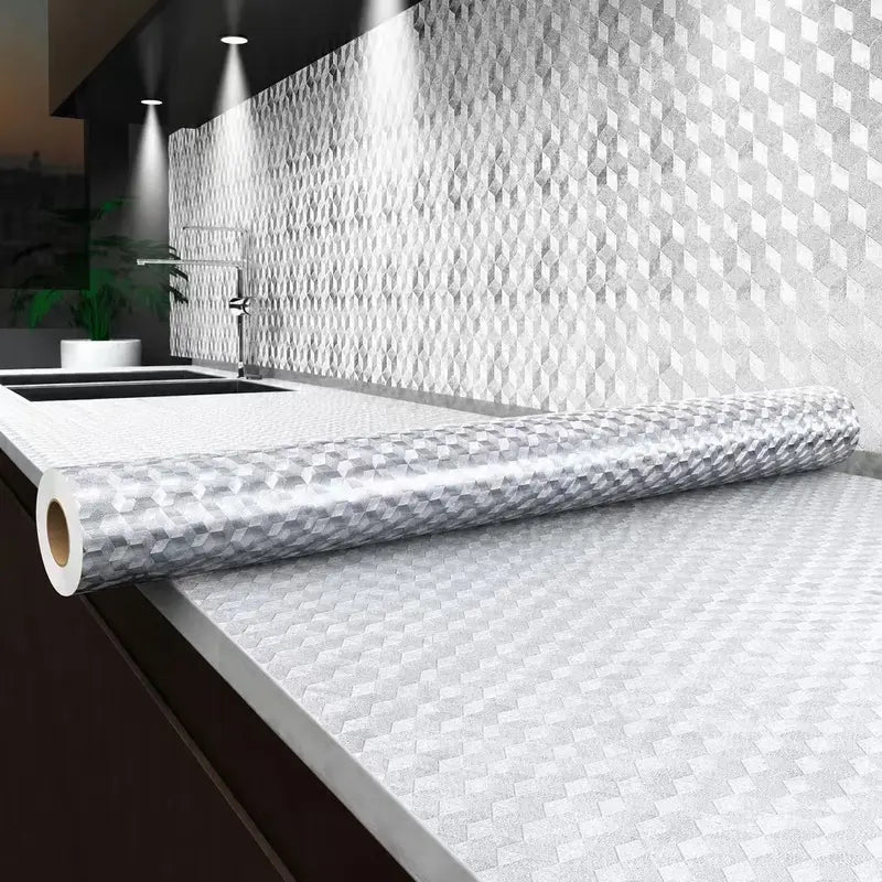 Peel & Stick Metallic Kitchen Cover for Countertops & Cabinets