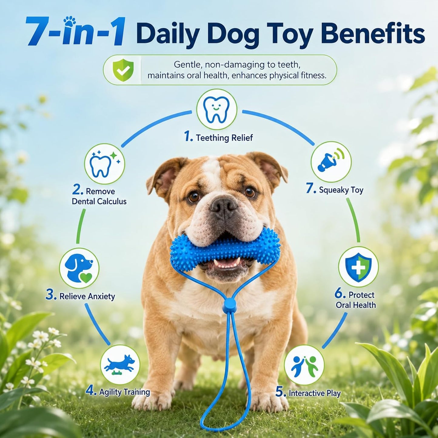 2-in-1 Dog Dental Cleaning Chew Toy & Brushing Aid