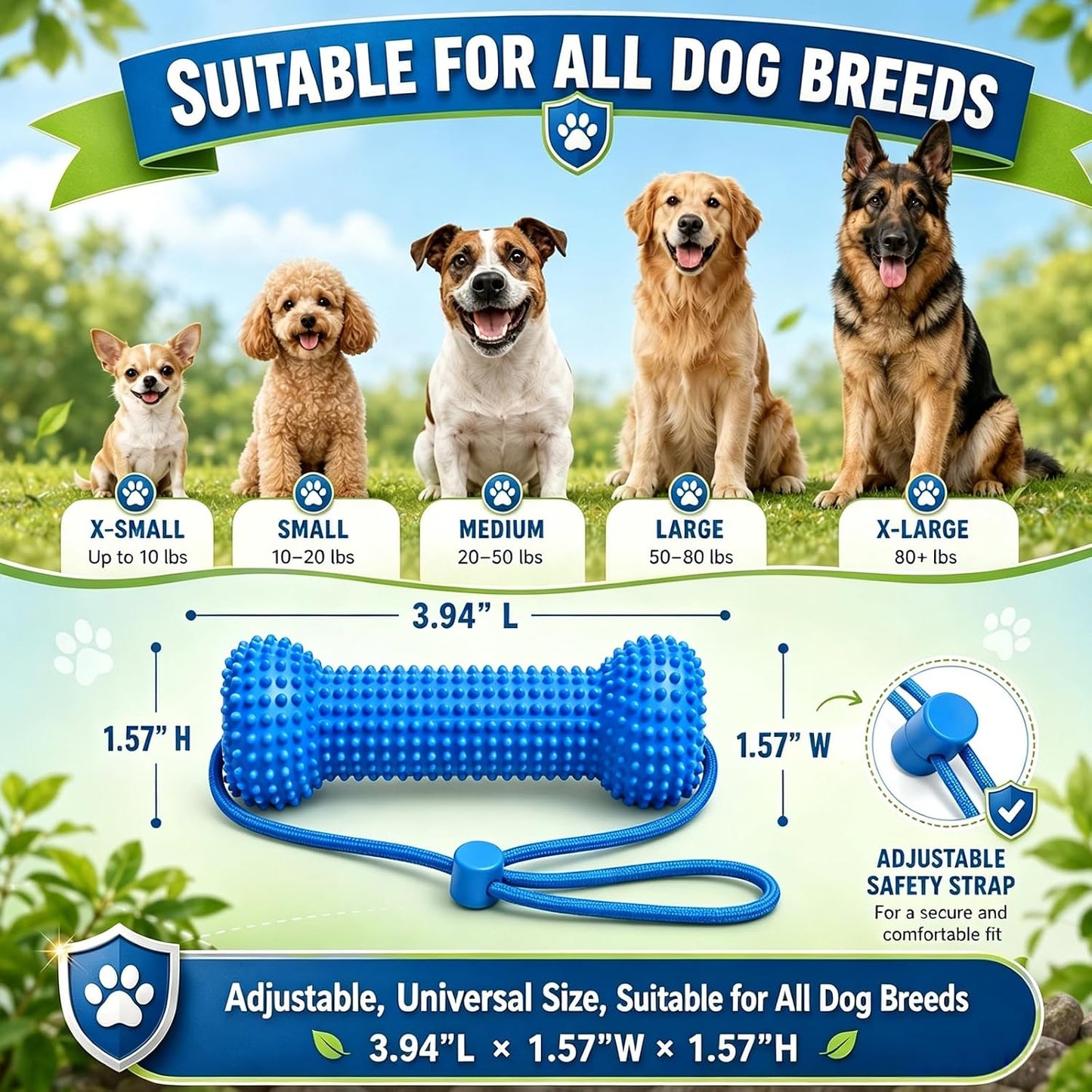 2-in-1 Dog Dental Cleaning Chew Toy & Brushing Aid