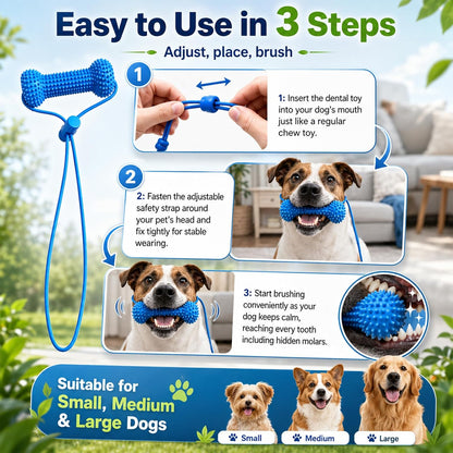 2-in-1 Dog Dental Cleaning Chew Toy & Brushing Aid