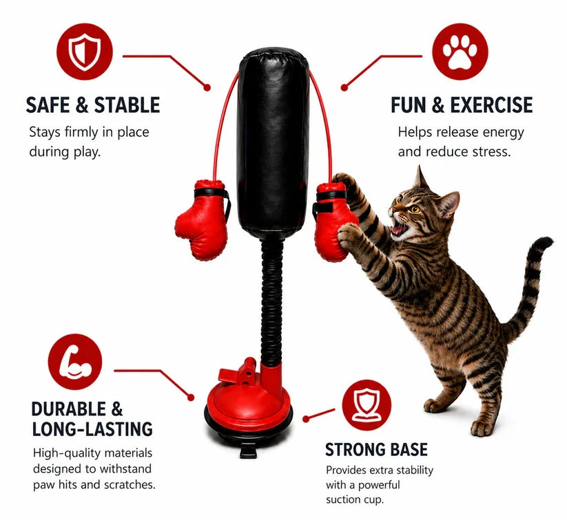 Interactive Cat Punching Bag – 360° Rebound Exercise Toy for Bored Indoor Cats