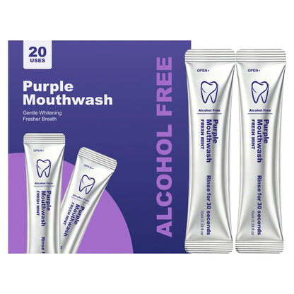 Purple Mouthwash Sachets – 20 Sachets per Box | Peroxide-Free, Alcohol-Free & Vegan Mint Formula