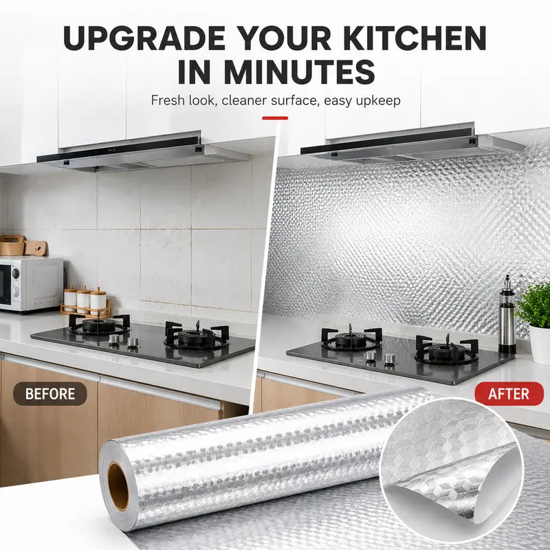 Peel & Stick Metallic Kitchen Cover for Countertops & Cabinets